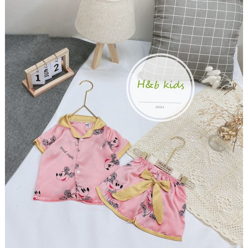 ✓8-16kg✓ Set bộ pyjama lụa cho bé gái size nhí xinh yêu