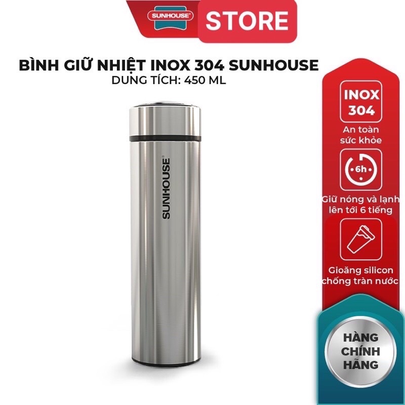 BÌNH GIỮ NHIỆT INOX 304 SUNHOUSE 450ML
