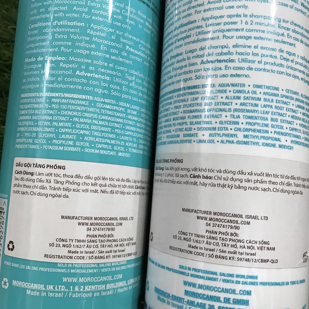 Chính hãng  Dầu gội xả tăng phồng Moroccanoil Volume Extra 500mlx2