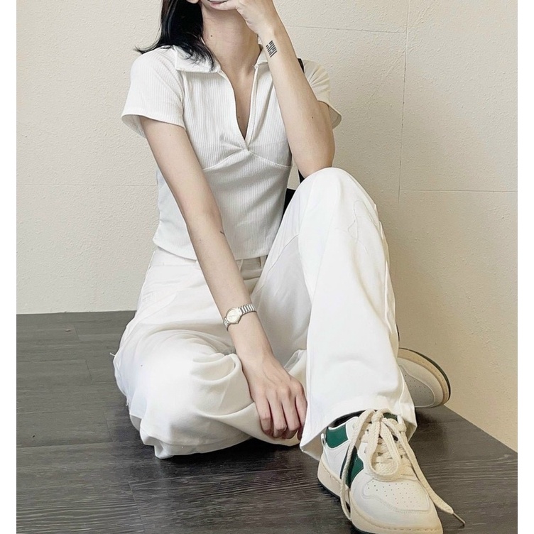 Quần Kaki Jeans mềm ống suông rộng thùng form siêu xinh (Ảnh thật)