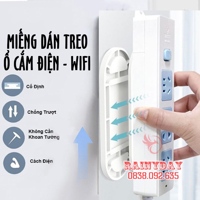 Giá treo ổ cắm điện miếng dán đỡ cục phát wifi tranh ảnh gắn tường đa năng thông minh