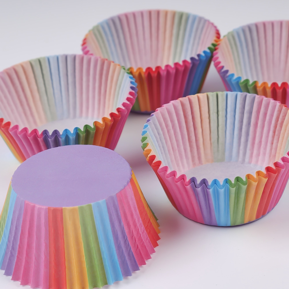 100pcs Rainbow Color Cupcake Liner Cupcake Paper Baking Cup  Cake Mold box Cup Tray Decor Tools