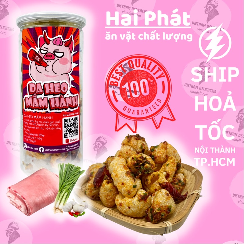 Ăn vặt giá rẻ Da heo sấy mắm hành hũ 160gr Hai Phát Sài Gòn