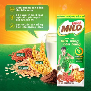 Lốc 3 hộp sữa lúa mạch ngũ cốc Milo 180ml