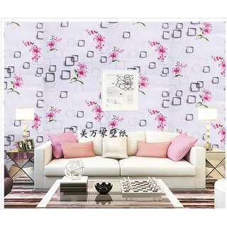 DECAL 1m Giấy dán tường khổ rộng 45cm ( có sẵn keo ) - HOA LY HỒNG VUÔNG NỀN TRẮNG ELL128
