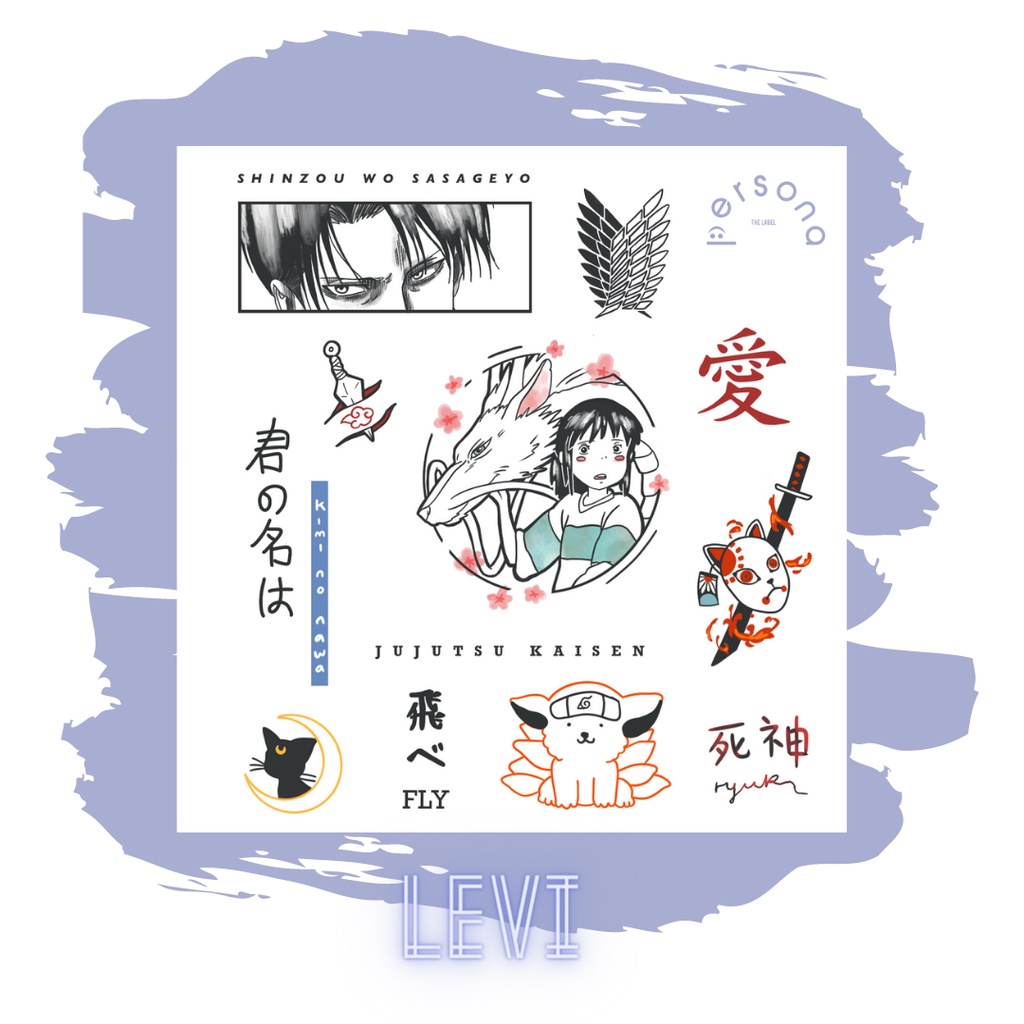 Set hình xăm dán tạm thời anime Levi