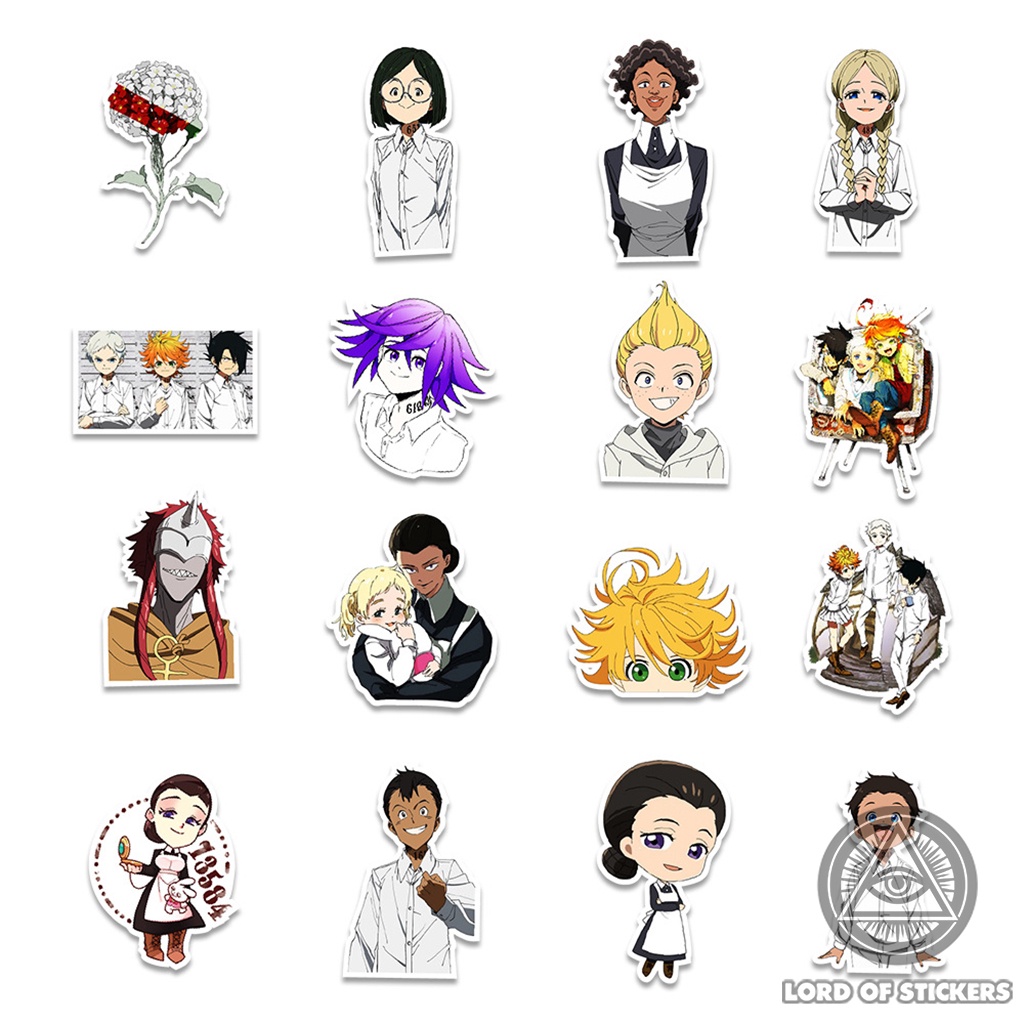 Set 50 Hình Dán The Promised Neverland Sticker Anime Miền Đất Hứa Chống Thấm Nước Trang Trí Mũ Nón Bảo Hiểm, Laptop, Sổ