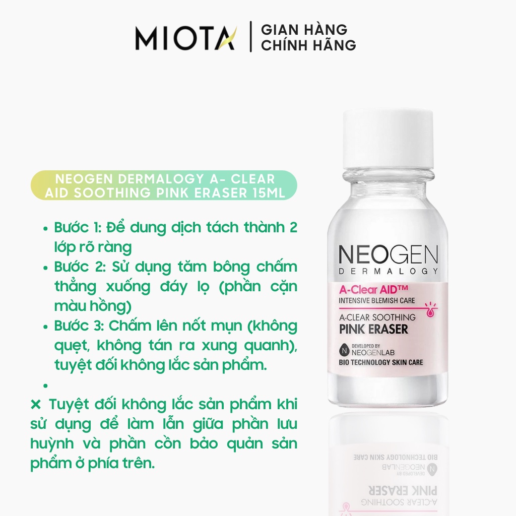 Chấm Mụn 2 Lớp Xẹp Mụn Sau 4H Neogen Dermalogy A-Clear Aid Soothing Pink Eraser 15ml