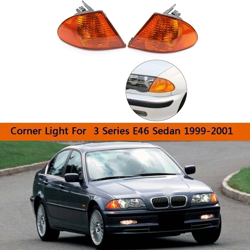 Cặp đèn đánh dấu góc tín hiệu công viên Đèn ống kính cho BMW 3 Dòng E46 1998-2001 Sedan Wagon 63136902765 63136902766
