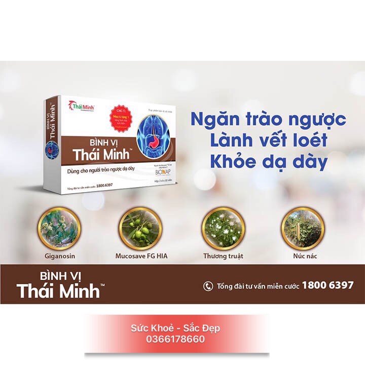 Bình Vị Thái Minh - trào ngược dạ dày và viêm loét dạ dày - Hộp 20 viên