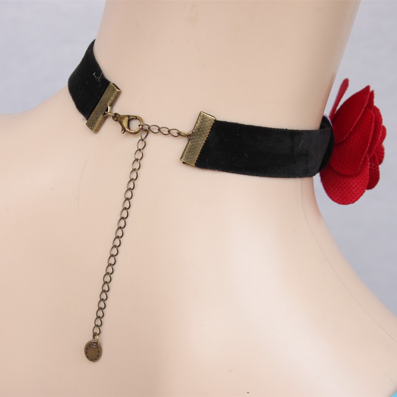 Vòng cổ nữ choker nỉ nhung hoa hồng nữ tính