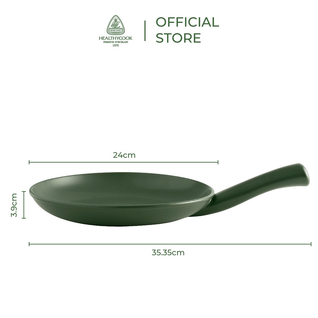 Chảo tay cầm dưỡng sinh Minh Long 24 cm (CK) (bếp từ) - Healthy Cook - Xanh Rêu