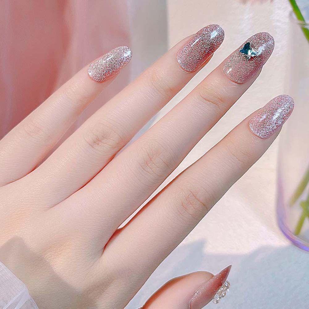 OCEANMAP Bộ Móng Tay Giả Đính Nơ Lấp Lánh Thời Trang Cho Nữ