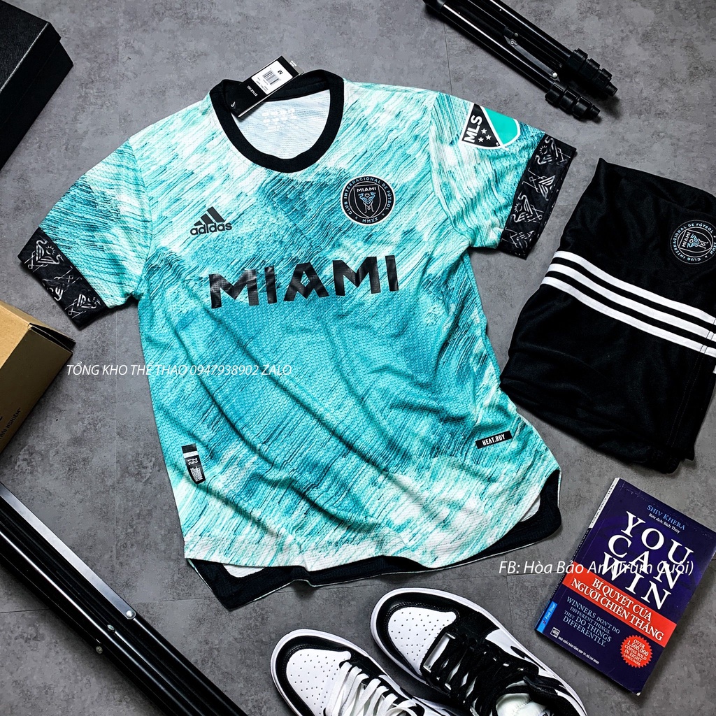 Set Bộ Thể Thao Nam Quần Áo Đá Banh Inter Miami Màu Xanh mùa giải 2021/22 - Chuẩn Mẫu Thi Đấu - Vải Polyester Gai Thái