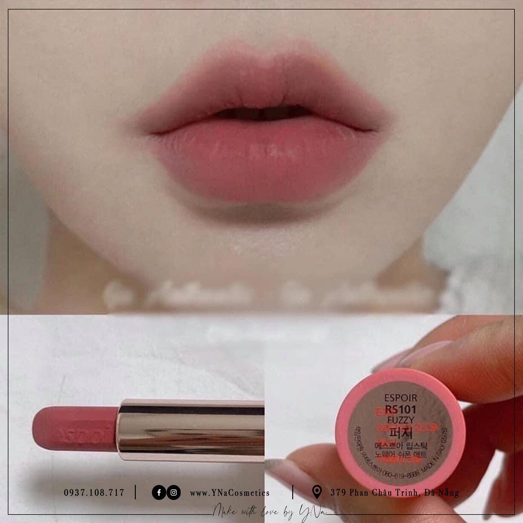 Son thỏi ESPOIR Lipstick No Wear Chiffon Matte Fuzzy: SON MÀU HỒNG ĐẤT