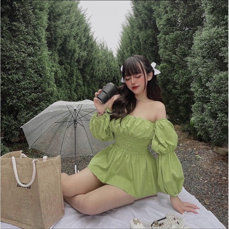 Set áo trễ vai bo chun + short ❤️