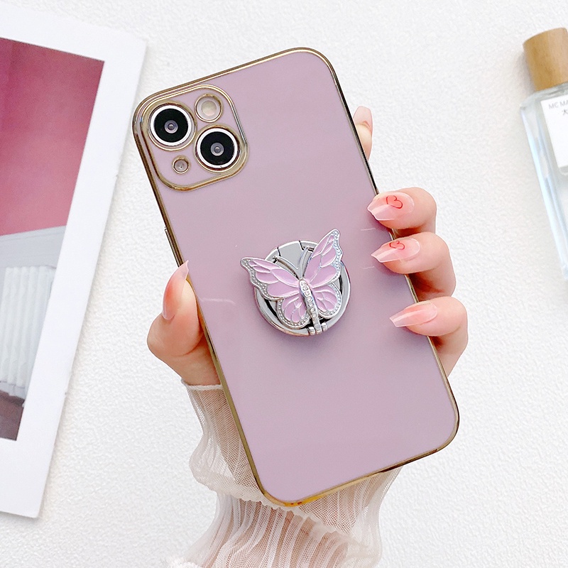 Ốp Điện Thoại Mềm Tích Hợp Giá Đỡ Hình Bướm Sang Trọng Dành Cho iphone 11 12 13 pro max ip 11 pro 12 pro 13 pro
