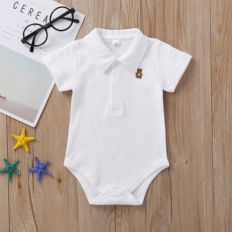 Bộ Áo Liền Quần Bằng Cotton Tay Ngắn Dành Cho Bé Trai 0-12 Tháng Tuổi