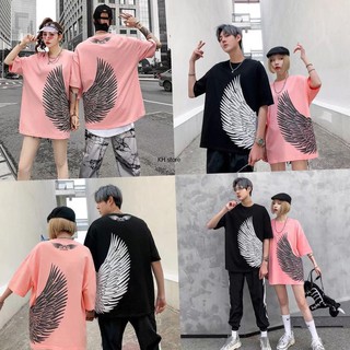 Áo thun tay lỡ dáng Unisex form rộng phong cách Ulzzang Cánh Thiên Thần