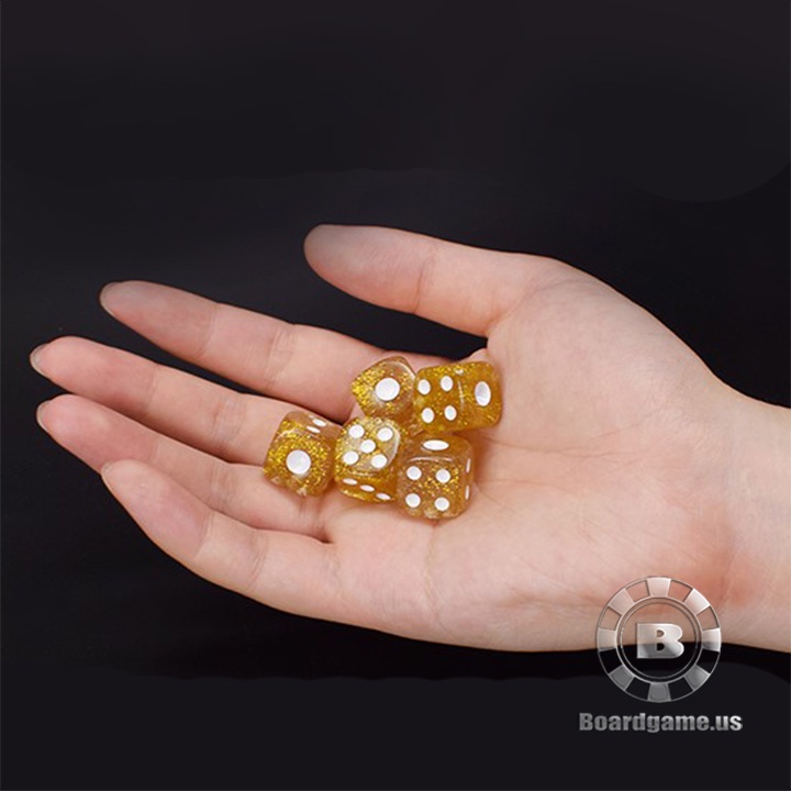 Túi 10 viên xí ngầu vàng óng ánh size 16mm sử dụng chơi game