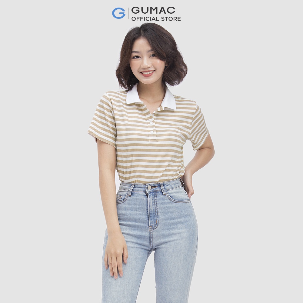 [Mã WABRGUM giảm 10% tối đa 30K đơn 99K] Áo polo sọc ngang thời trang GUMAC ATC04021