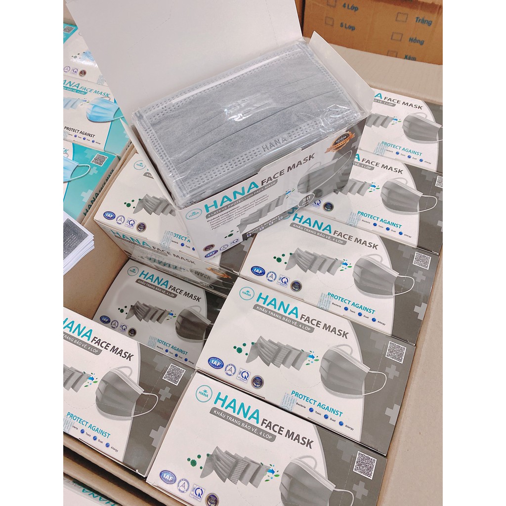 Khẩu trang y tế 4 lớp 5 bịch mỗi bịch 10 cái Hana chính hãng hàng công ty | BigBuy360 - bigbuy360.vn