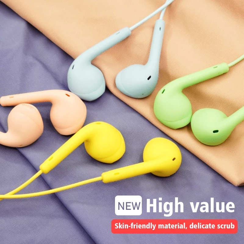 Tai Nghe Nhét Tai Jack 3.5mm Chống Ồn Có Micro Màu Macaron Phong Cách Thể Thao Tiện Dụng