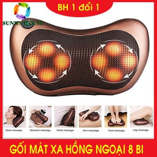 Gối massage hồng ngoại 8 bi, gối massage đa năng hiệu quả, an toàn - sunny house