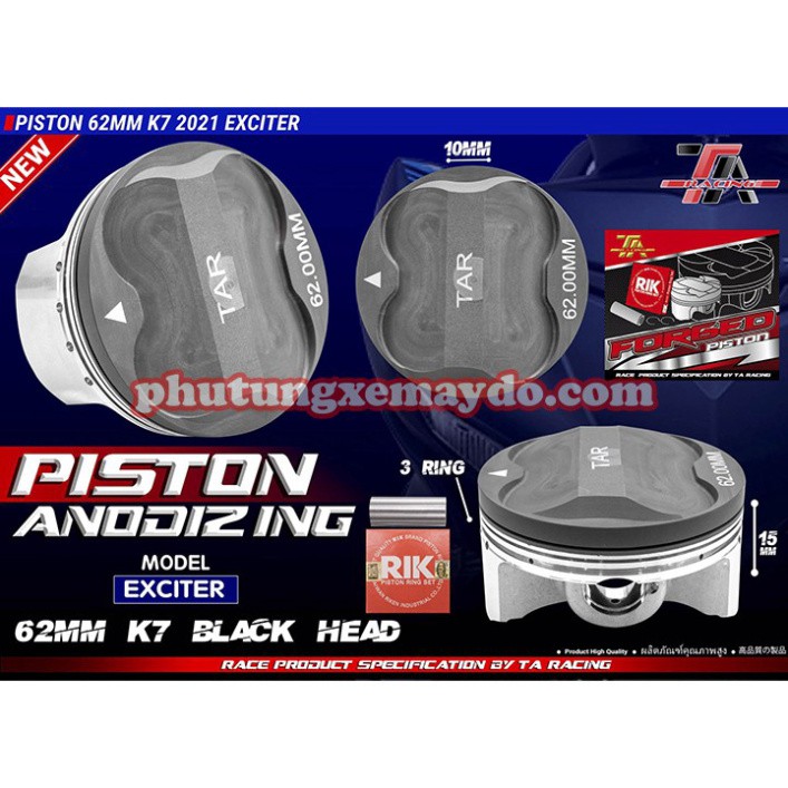 PISTON TARACING EXCITER 62 ĐẦU ĐEN [BAO ĐỔI TRẢ NẾU HÀNG LỔI]