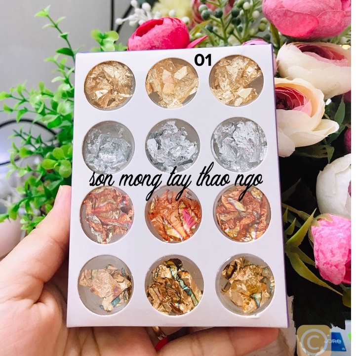 Set giấy nhún nail, giấy bạc trang trí móng đủ màu