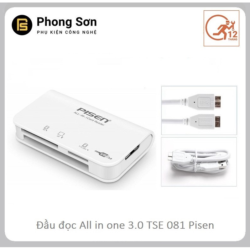 Đầu đọc thẻ đa năng Pisen All-in-one USB 3.0 (Trắng) | BigBuy360 - bigbuy360.vn