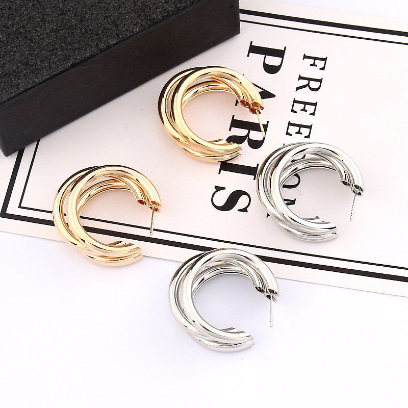 Bông tai tròn 3 vòng khuyên tai phong cách vintage cổ điển Cocochang shop