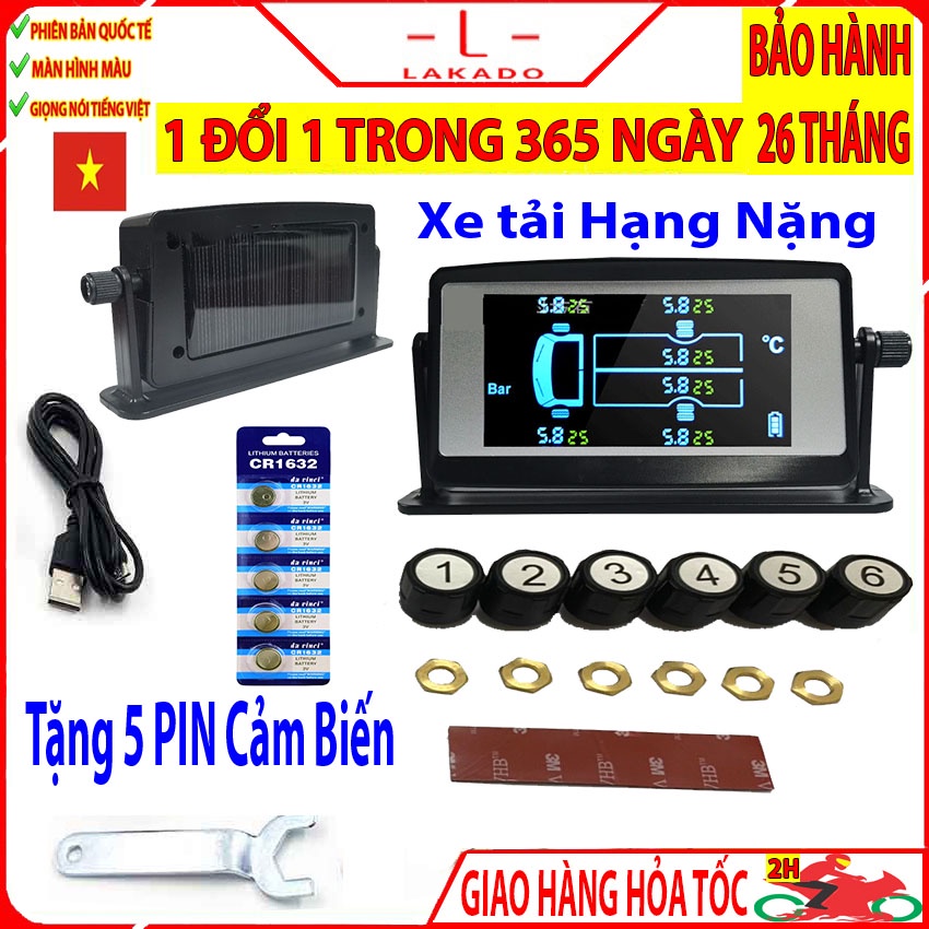 Cảm biến áp suất lốp xe tải, pin năng lượng mặt trời, không dây, van ngoài