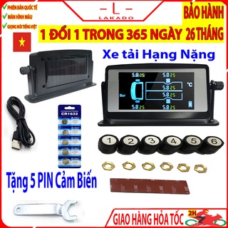 Cảm biến áp suất lốp xe tải, Đồng hồ đo áp suất lốp TPMS màn hình màu, pin năng lượng mặt trời