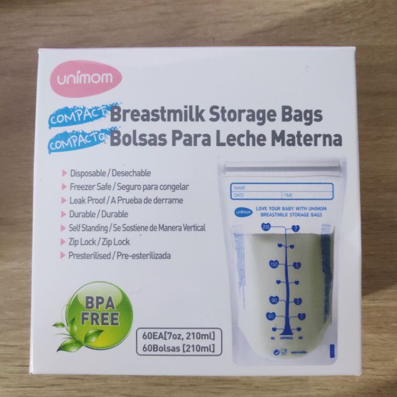 Túi trữ sữa Unimom Compact - Thể tích 210ml - Hộp 10 túi - 30 túi - 60 túi