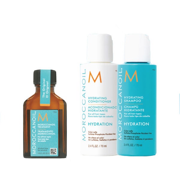 Set gội xả dưỡng tóc Moroccanoil Try Me Kit (Gội 70ml + Xả 70ml + Tinh dầu 15ml)