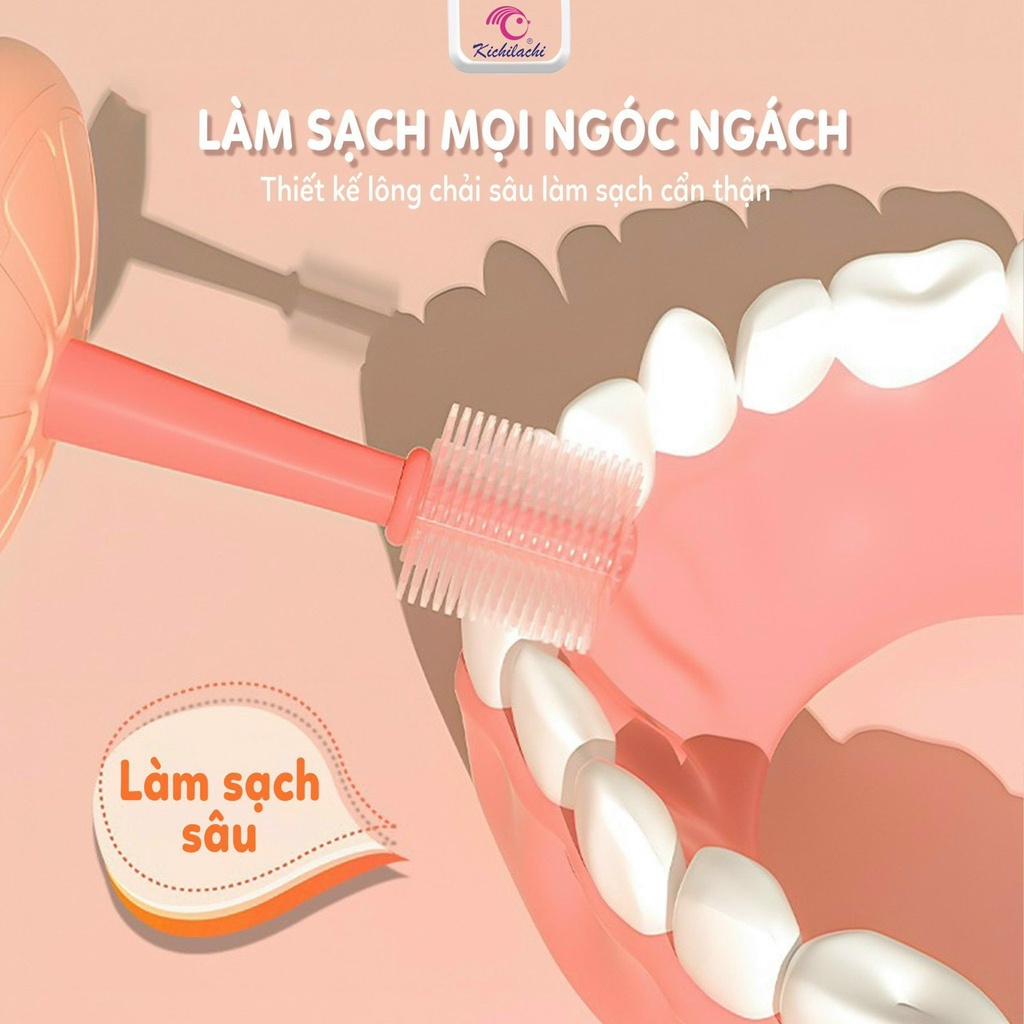 Bàn chải silicone mềm 360 độ Kichilachi Kichi - vệ sinh răng miệng cho bé Kichi
