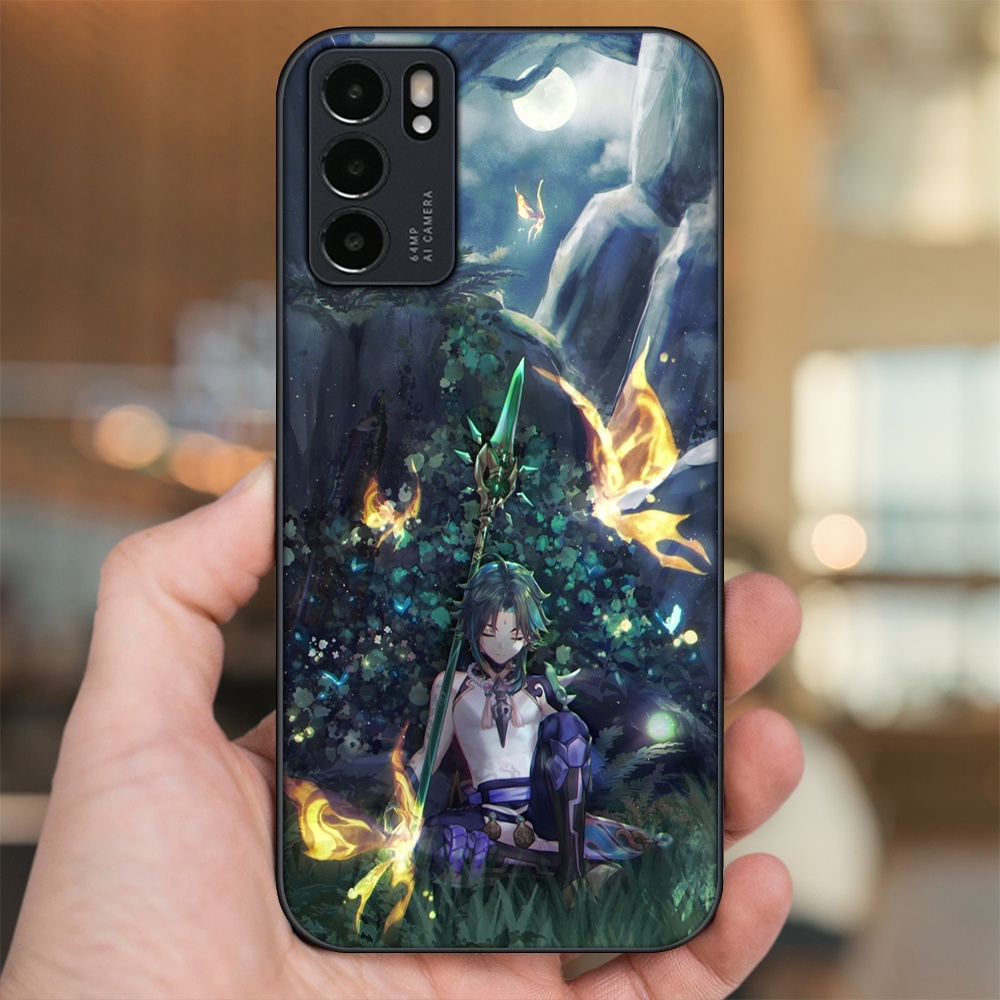 Ốp lưng Oppo Reno 6 5G viền đen in hình Xiao Genshin Impact