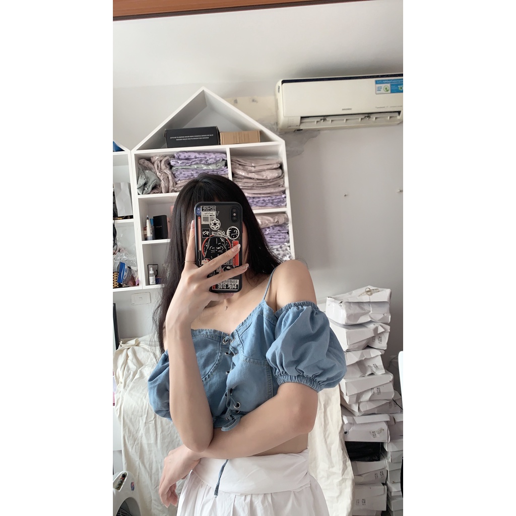 Áo Hotgirl đình đám thiết kế tay phồng tháo rời, cực tôn dáng