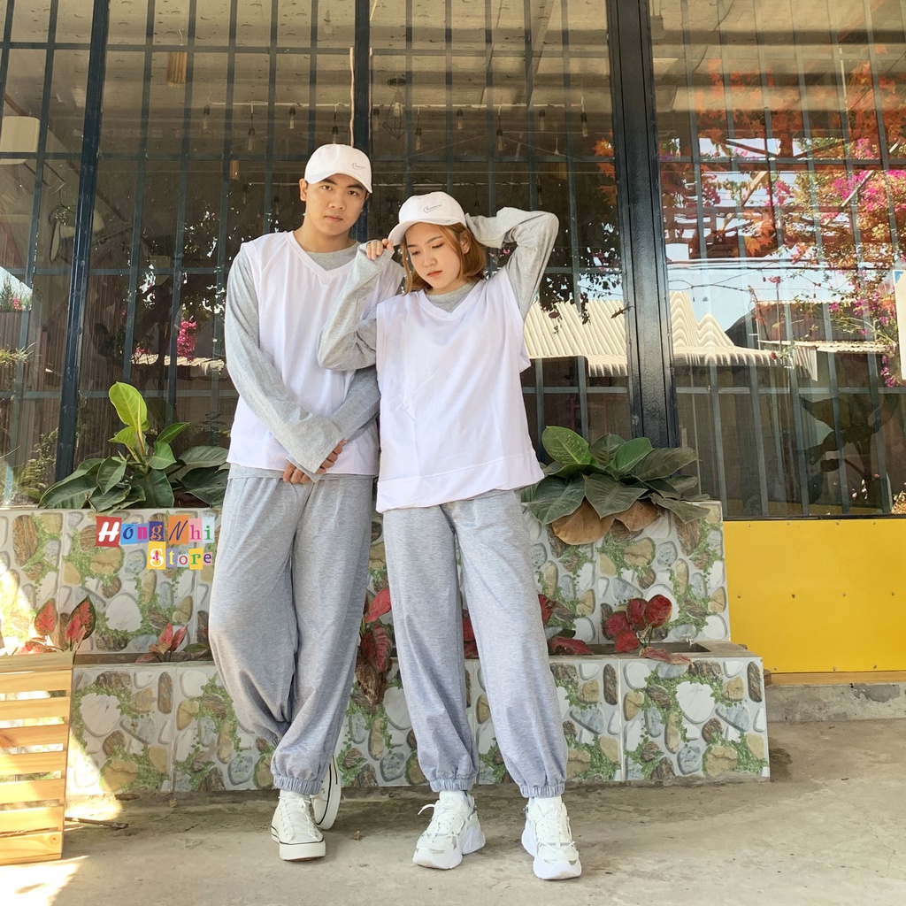 Quần Jogger Basic Pant Ulzzang Unisex Jogger Trơn Bo Lai Màu Xám - MM