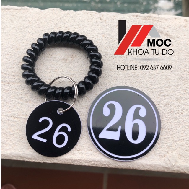 Bộ móc khoá kèm số dán tủ đồ locker