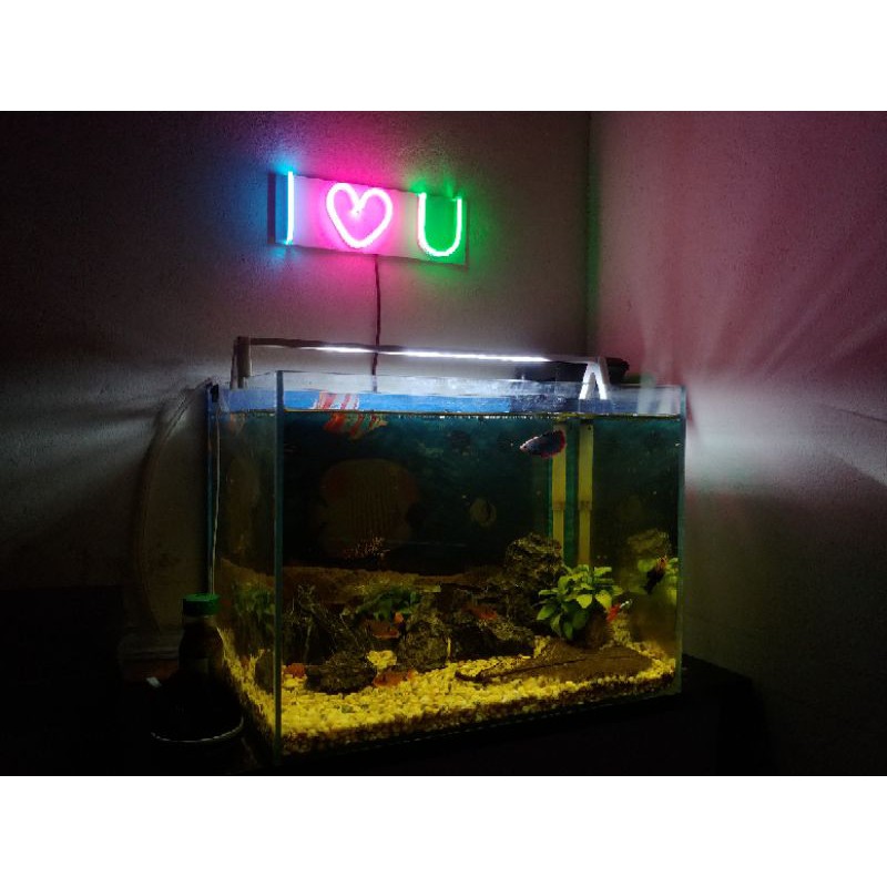 Chữ Led Neon I ❤️ U decor phòng, bể cá, bàn làm việc