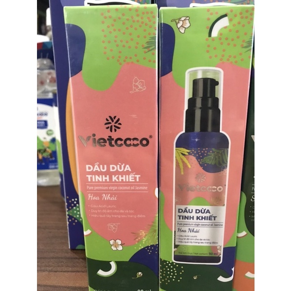 Dầu dừa Vietcoco tinh khiết mỹ phẩm Hương Sả Chanh/ Nhài chai xịt 90ml