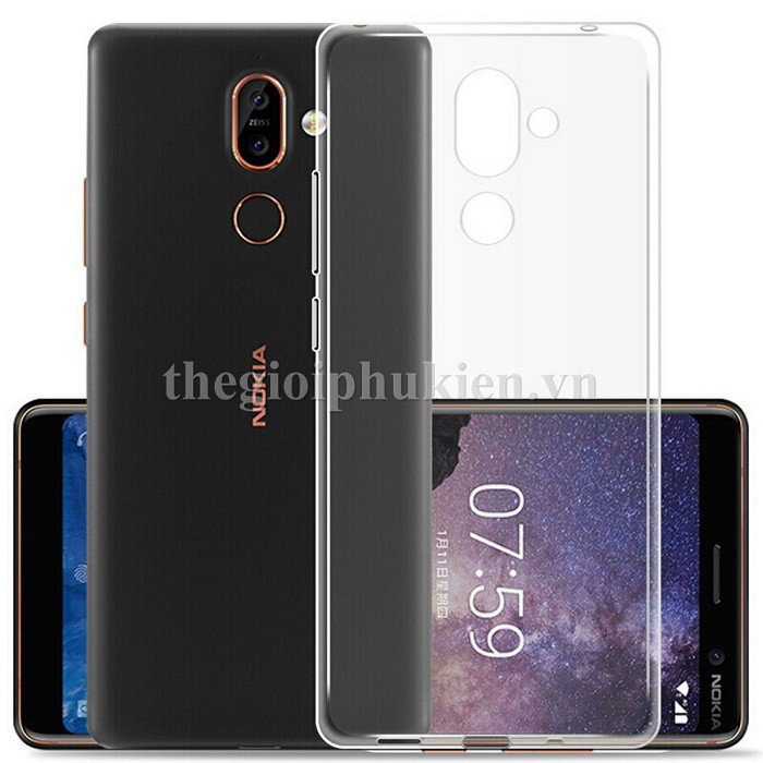 Ốp lưng silicon trong suốt Nokia 7 Plus siêu mỏng hiệu 2D Leather