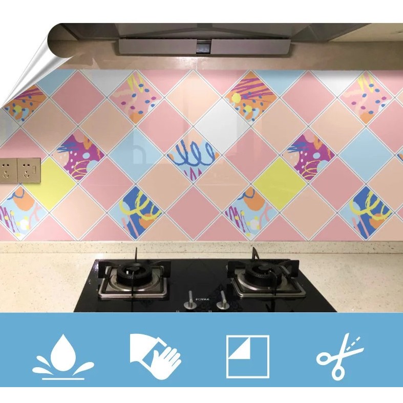 Decal giấy dán tráng nhôm cách nhiệt ô hồng khổ rộng 60cm