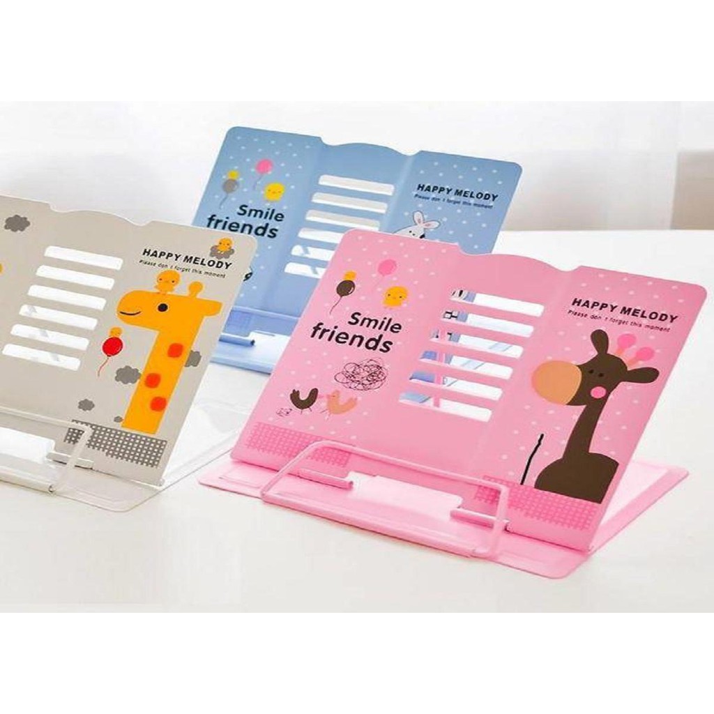 Giá đỡ kẹp sách cho bé đọc bài chống cận thị, chống gù điều chỉnh được mọi góc nghiêng,bằng kim loại in hình dễ thương