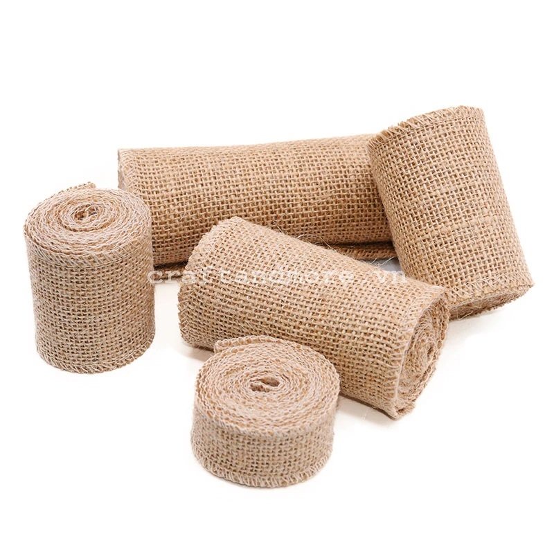 Vải bao bố đay thô nâu dày vintage decor