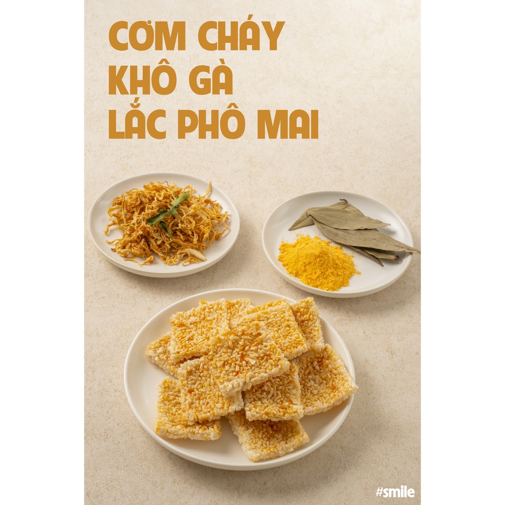 Cơm cháy khô gà phô mai lắc 250gr, cơm cháy vệ sinh nhà làm - SmilePlanty