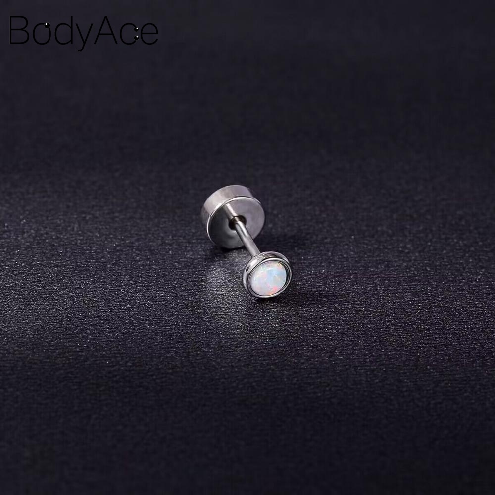 1 Khuyên Xỏ Cơ Thể 3 / 4 / 5mm Bằng Thép Không Gỉ Đính Đá Nhiều Màu Sắc