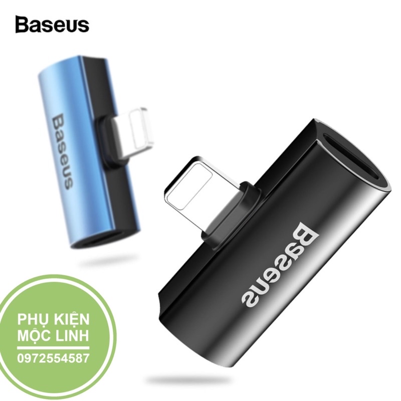 Jack Chuyển Basues-L46 Cổng sang 2 đầu cáp sạc nhôm nguyên khối cao cấp -Vừa Nghe Nhạc Vừa Sạc Pin cho ip